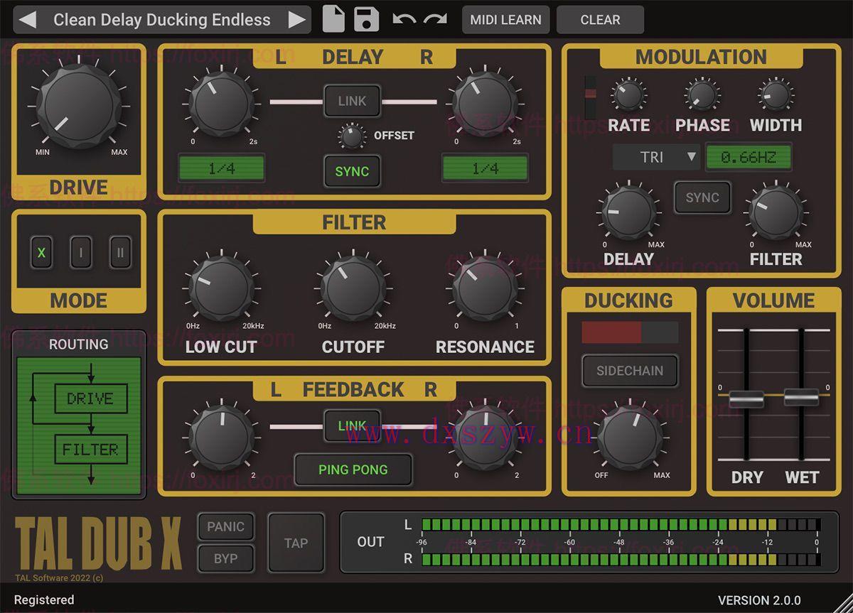 Togu Audio Line TAL-Dub-X 2.1.0 音频延迟效果插件-大学生资源网