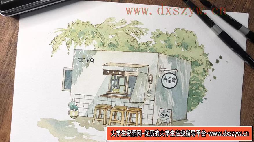 零基础小清新钢笔淡彩课程2021年【画质高清只有视频】-大学生资源网