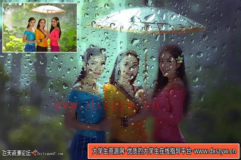 图片[2]-[中文版动作]朦胧雨天玻璃雨滴雨水特效PS中文汉化版动作 附视频教程-大学生资源网