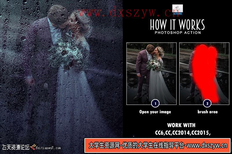 图片[3]-[中文版动作]朦胧雨天玻璃雨滴雨水特效PS中文汉化版动作 附视频教程-大学生资源网