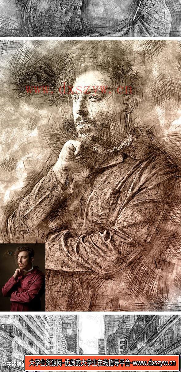 图片[3]-[PS动作下载]艺术素描PS动作 Artistic Sketch Photoshop Action(附视频教程)-大学生资源网