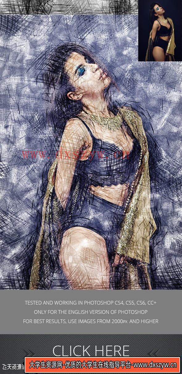图片[6]-[PS动作下载]艺术素描PS动作 Artistic Sketch Photoshop Action(附视频教程)-大学生资源网