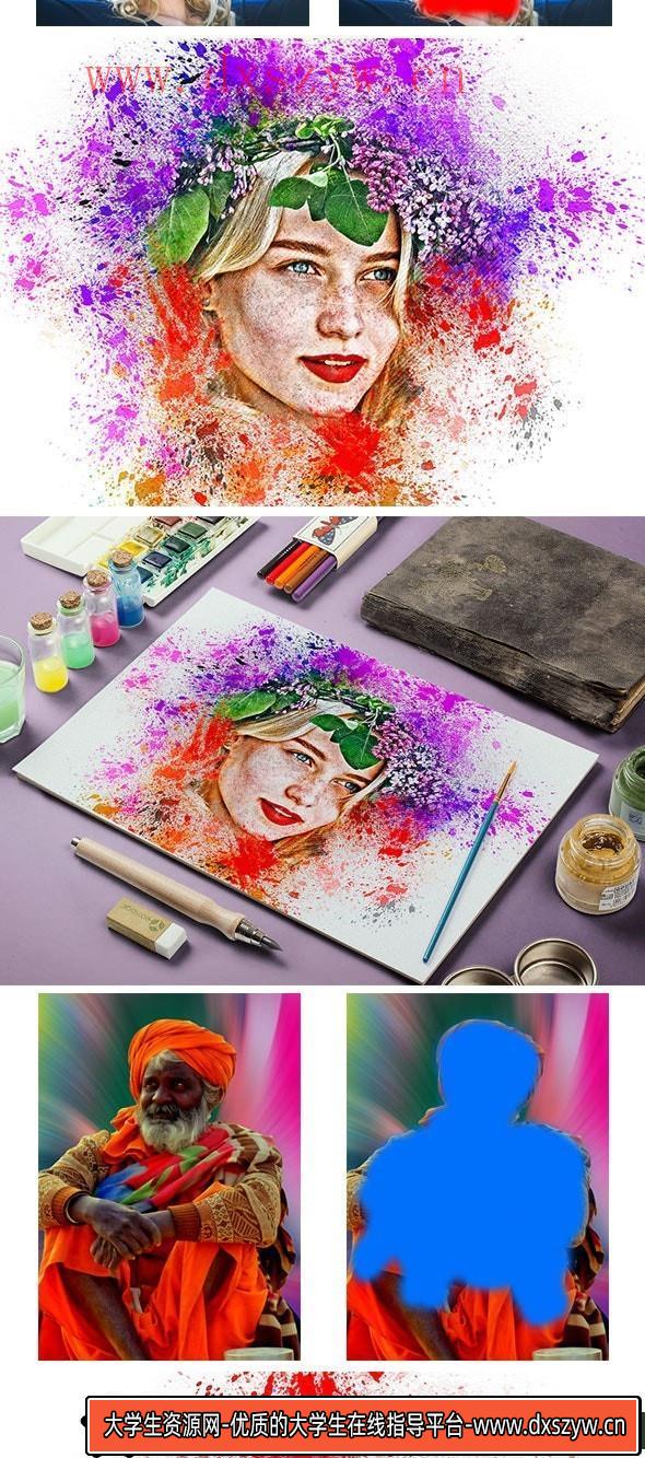 图片[4]-[PS动作下载]水彩喷溅绘画PS动作 Watercolor Painting Photoshop Action(附教程)-大学生资源网