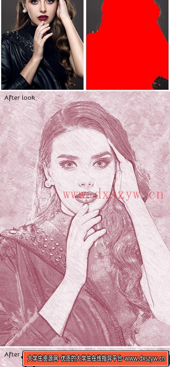图片[3]-[PS动作下载]复古素描PS动作 Vintage Sketch Photoshop Action-大学生资源网