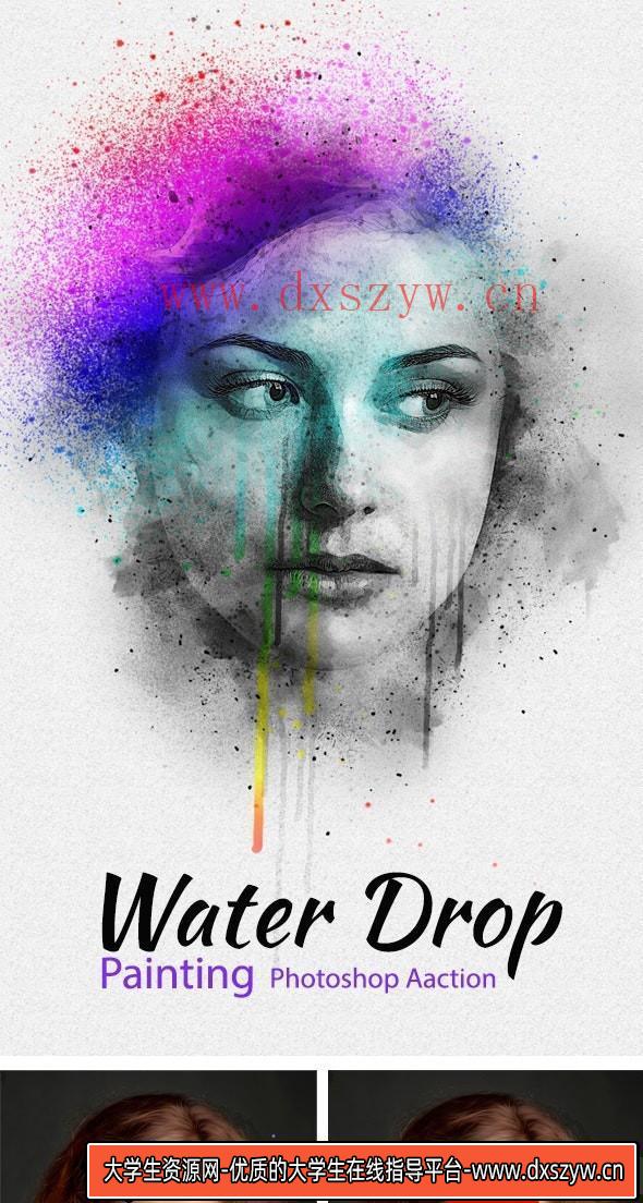 图片[2]-[PS动作下载]水彩飞溅绘画特效ps动作 Water Drop Painting Photoshop Action-大学生资源网