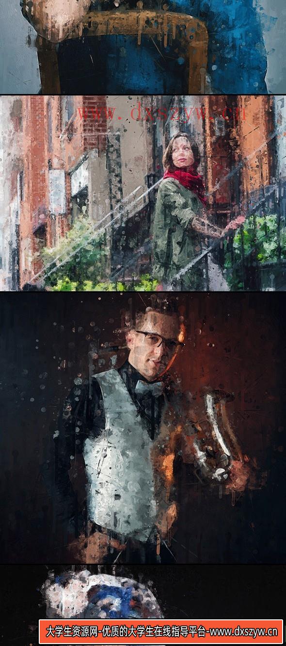 图片[3]-[中文版动作]绘画动作,油画效果PS动作 Painting Photoshop Action支持中文版-大学生资源网