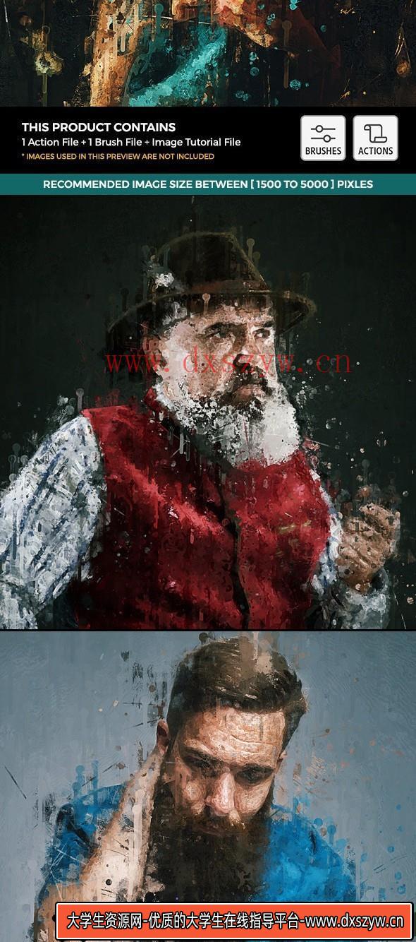图片[2]-[中文版动作]绘画动作,油画效果PS动作 Painting Photoshop Action支持中文版-大学生资源网