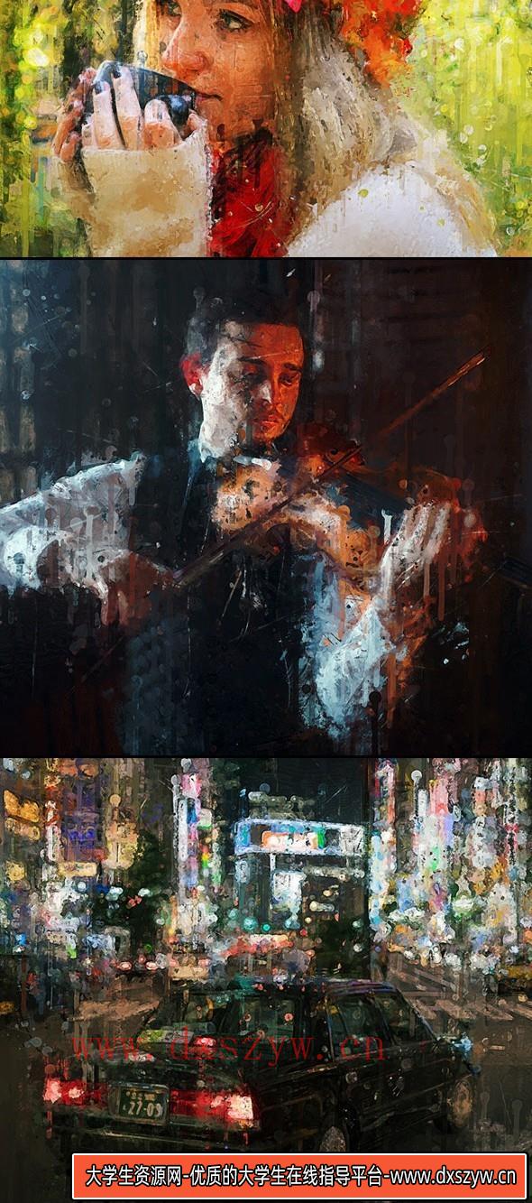 图片[6]-[中文版动作]绘画动作,油画效果PS动作 Painting Photoshop Action支持中文版-大学生资源网