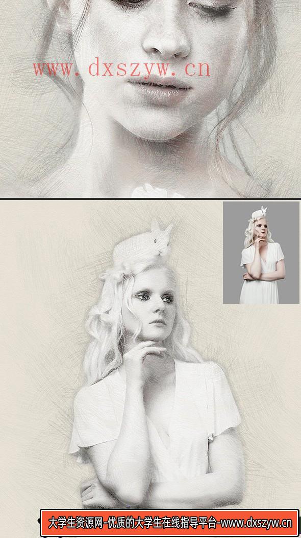 图片[2]-[PS动作下载]真正的铅笔绘画PS动作 Real Pencil Photoshop Action(附视频教程)-大学生资源网
