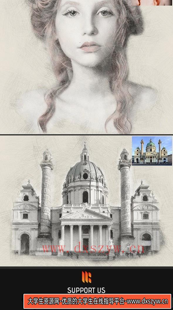 图片[6]-[PS动作下载]真正的铅笔绘画PS动作 Real Pencil Photoshop Action(附视频教程)-大学生资源网