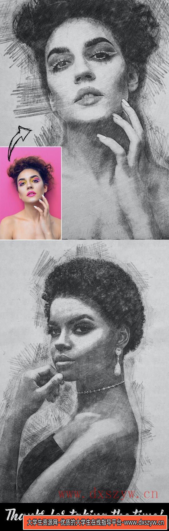 图片[6]-[PS动作下载]逼真的铅笔素描绘画PS动作下载 Realistic Pencil Sketch Action-大学生资源网