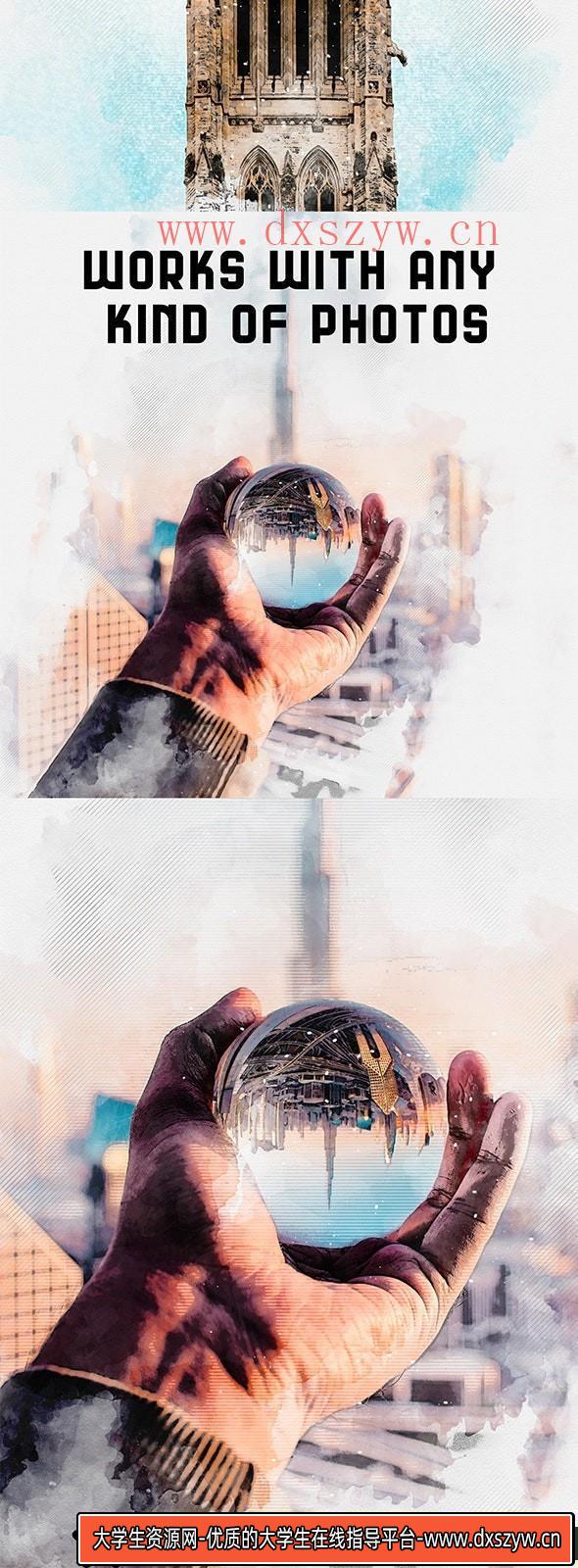 图片[6]-[PS动作下载]建筑水彩绘画Photoshop动作 Architecture Watercolor Photoshop Action-大学生资源网