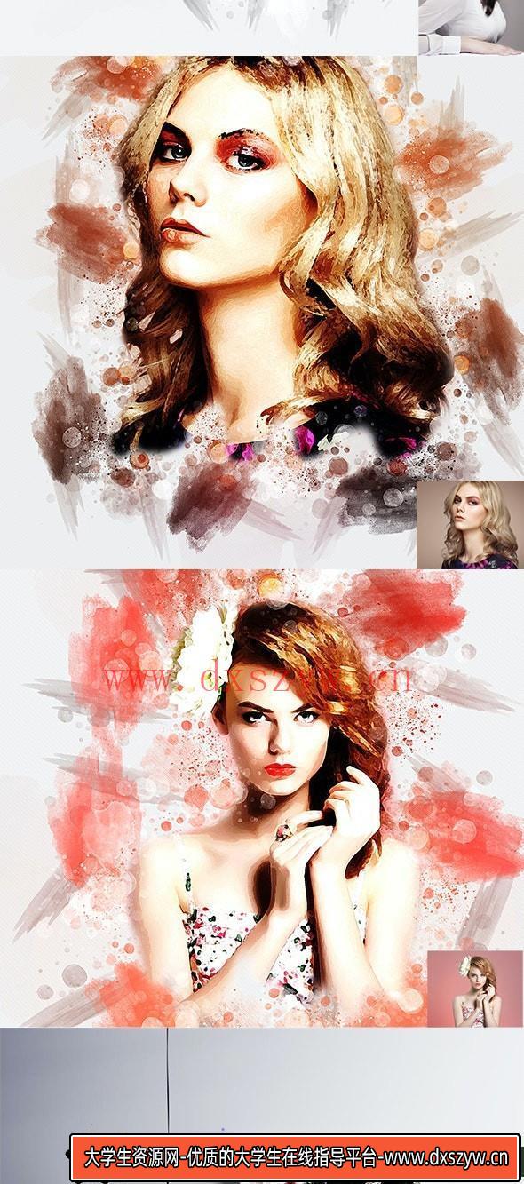 图片[4]-[PS动作下载]抽象混合水彩Photoshop动作 Abstract Mixed Watercolor Photoshop Action-大学生资源网