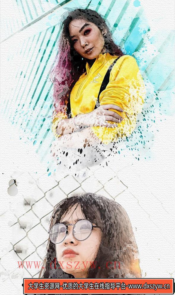 图片[4]-[PS动作下载]水彩艺术-水彩画Photoshop动作 Aquarelle – Photoshop Action附视频教程-大学生资源网