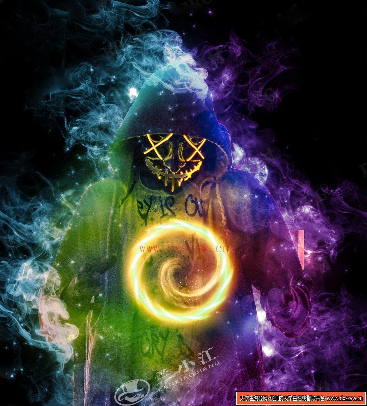 图片[3]-[PS动作下载]梦幻魔术风格蓝紫色调烟雾缭绕人像艺术图像处理特效PS动作-大学生资源网