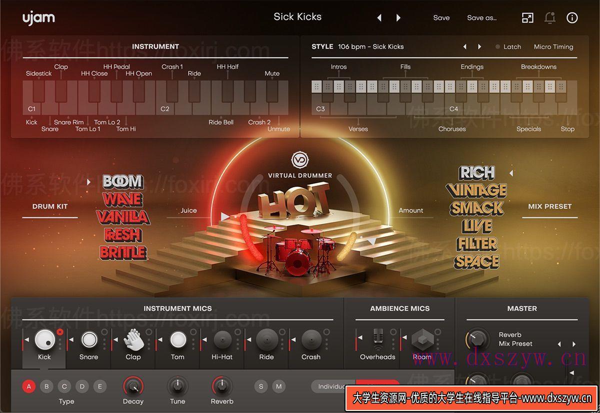 UJAM Virtual Drummer HOT 2.4.1 广播电台鼓模拟插件-大学生资源网