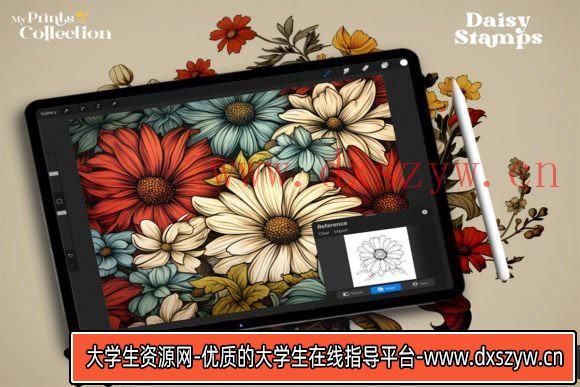 图片[4]-[Procreate笔刷]100个高品质Procreate雏菊系列插图画笔 100+ Procreate Daisy Stamps-大学生资源网