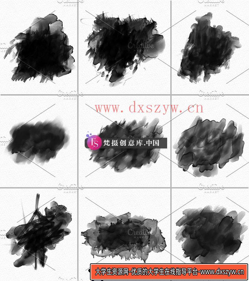 图片[2]-真实水彩、油墨水洗效果PS笔刷-大学生资源网
