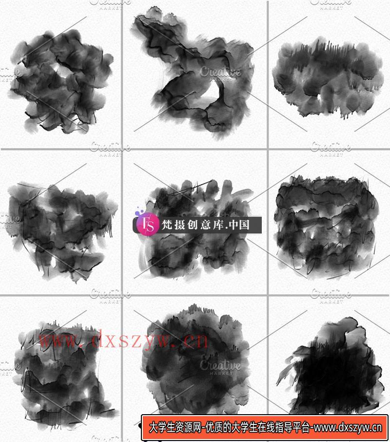 图片[3]-真实水彩、油墨水洗效果PS笔刷-大学生资源网