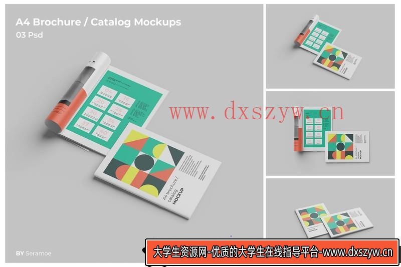 [PS样机模型]A4手册/目录杂志PSD样机模型第2卷-大学生资源网