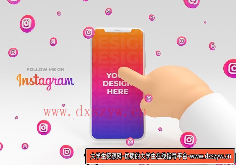 图片[2]-[PS样机模型]商务科技风小胖手点击手机app屏幕展示样机模型PSD素材-大学生资源网