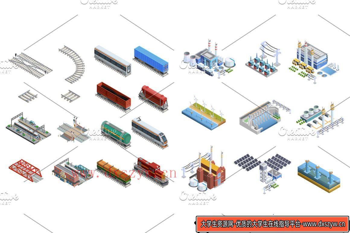 图片[8]-设计广告医疗购物城市景观建筑2.5D等距大型捆绑包 Mega Isometric Set-大学生资源网