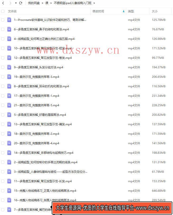 【缺课较多】不锈钢盆ipad人像线稿入门班【画质还行只有视频】-大学生资源网