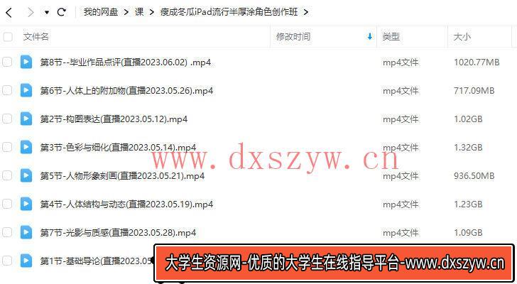 瘦成冬瓜2023年iPad流行半厚涂角色创作班【画质一般只有视频】