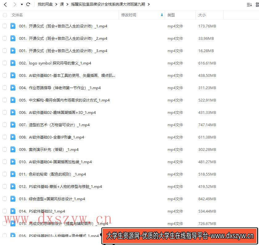 摇醒实验室2023品牌设计全栈系统课大师班第9期【画质不错只有视频】平面设计-大学生资源网
