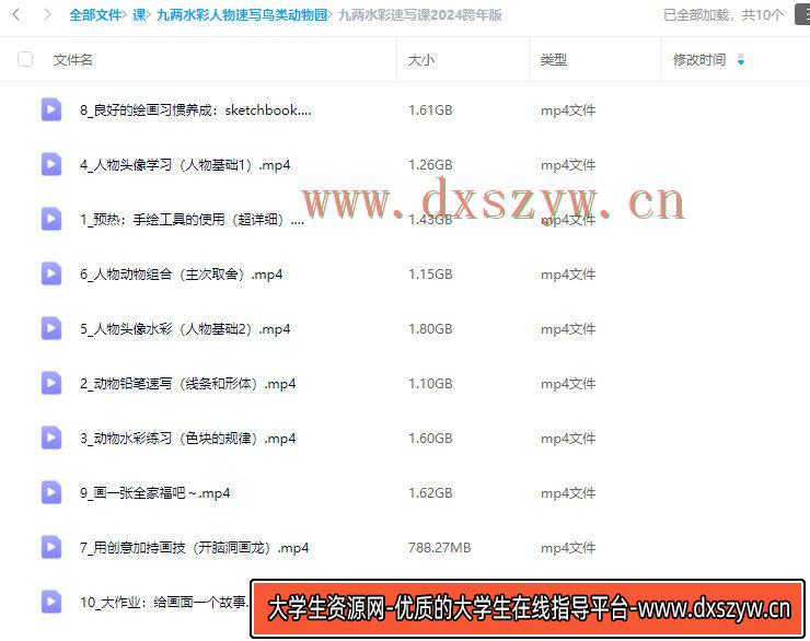 图片[3]-九两人物速写鸟类动物园水彩课合集2024【画质不错只有视频】-大学生资源网网创