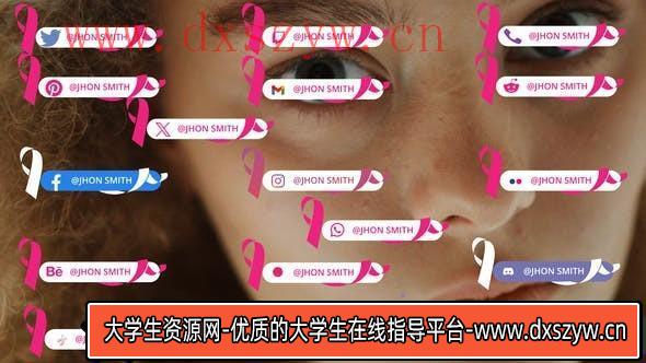 乳腺癌科普PR标题模版 Breast Cancer Awareness Lower thirds-大学生资源网