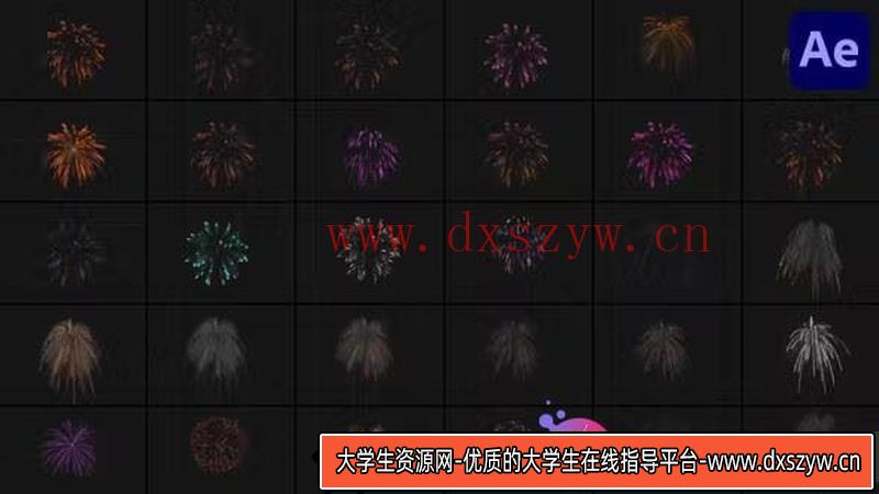 “精选PR模板：30组生动烟花爆炸视频素材动画”-大学生资源网