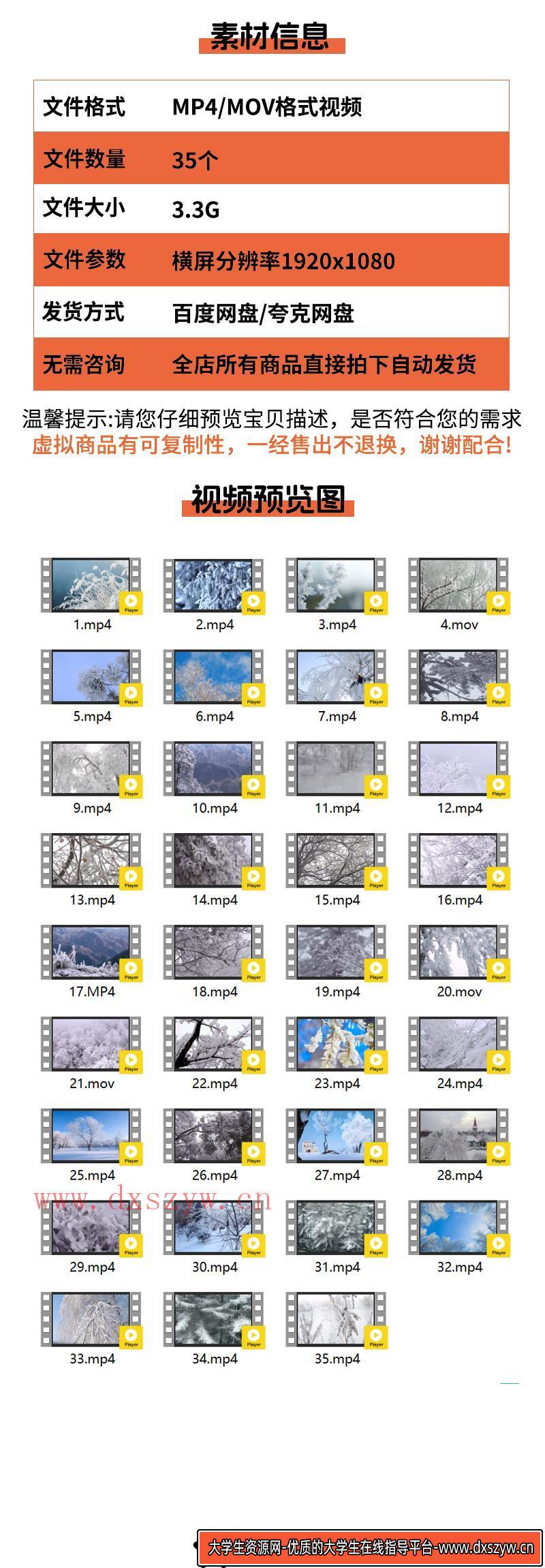 图片[2]-冬季雾凇美景冬天树枝雪松积雪特写雪景冬日冰天雪地剪辑视频素材-大学生资源网