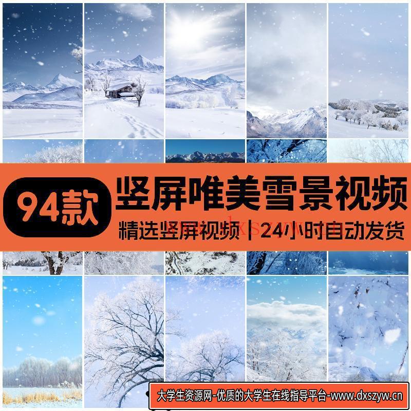 竖屏冬季冬天雪景自然风景下雪城市街道高清短视频自媒体剪辑素材-大学生资源网