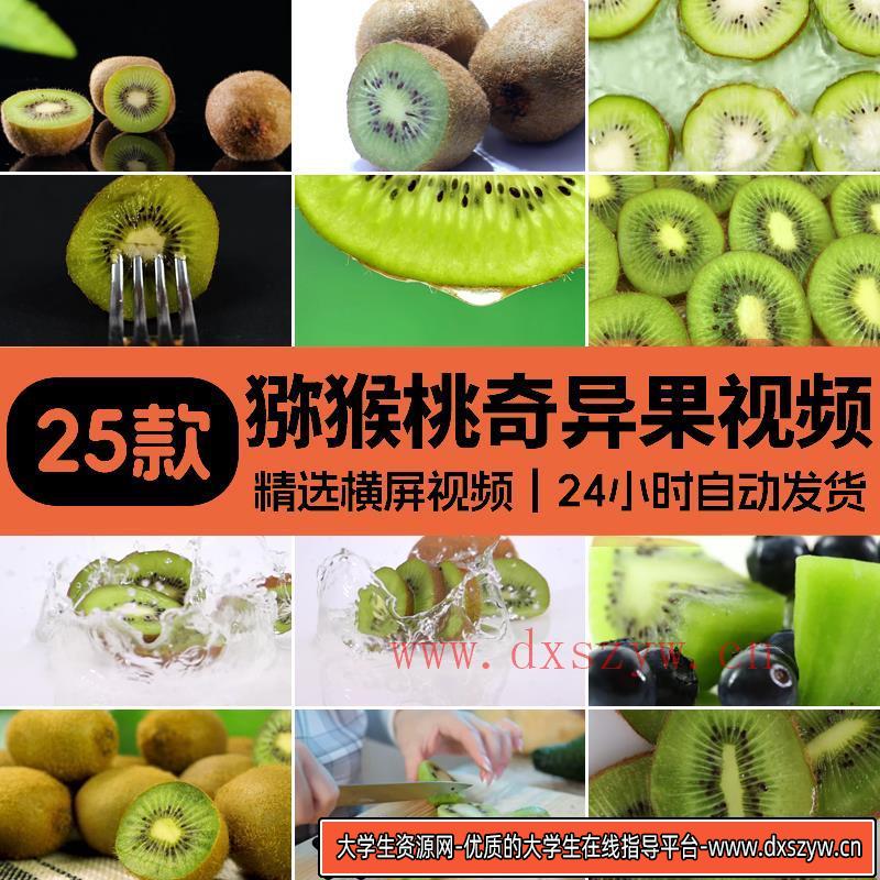 猕猴桃奇异果切开水果种植园农场树上结果丰收高清实拍短视频素材-大学生资源网