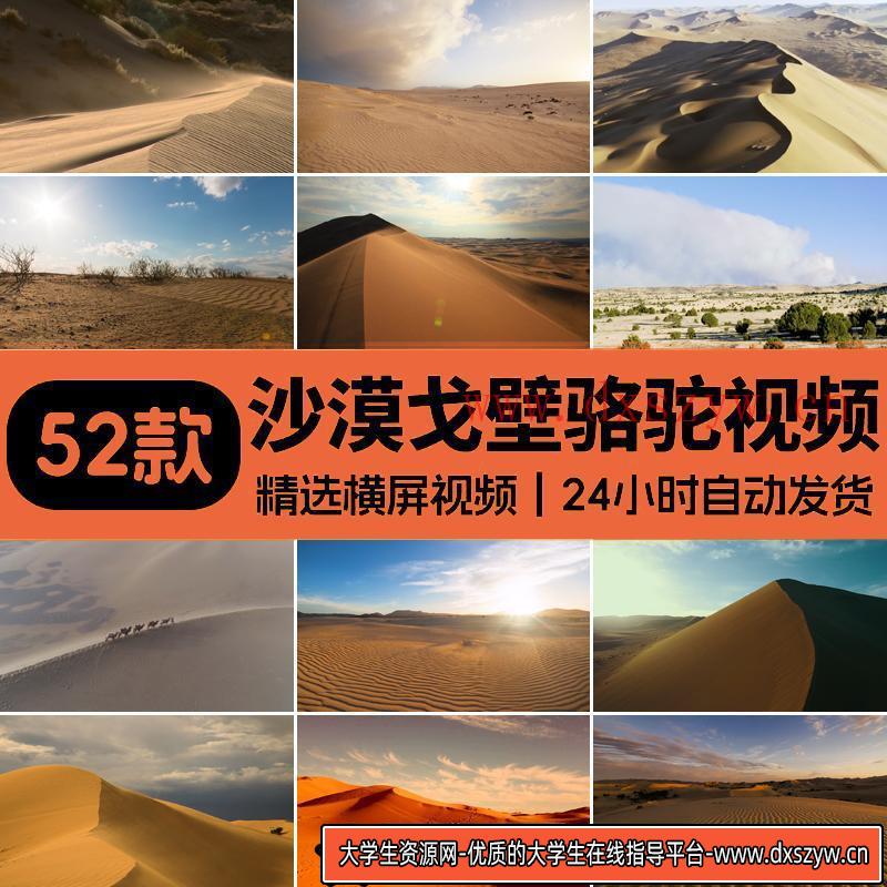 航拍沙漠戈壁骆驼商队行走风沙沙丘沙粒丘壑丝绸之路景观视频素材-大学生资源网