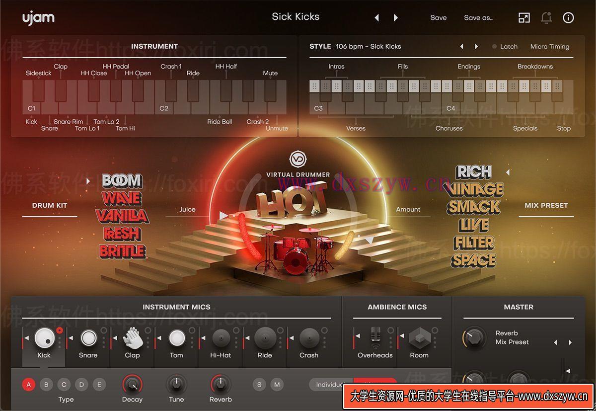 UJAM Virtual Drummer HOT 2.4.1 广播电台鼓模拟插件-大学生资源网
