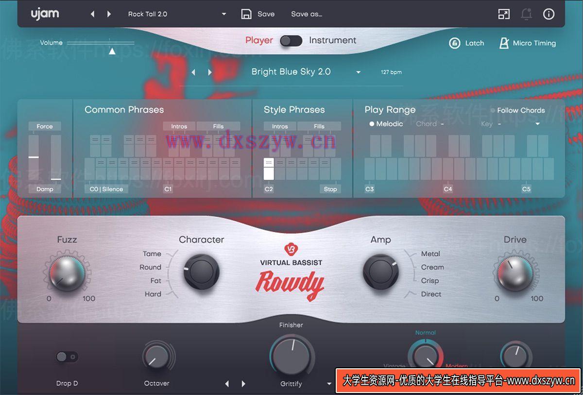 UJAM Virtual Bassist ROWDY 2.1.1 拨弦电贝斯模拟插件-大学生资源网